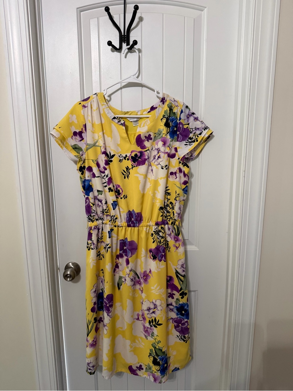 Christopher & Banks Yellow Floral Short Sleeve Dress